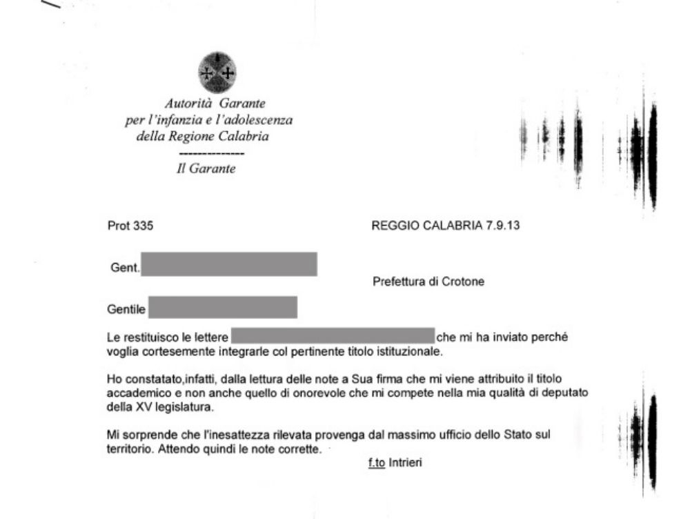 «Dovete chiamarmi "onorevole"» E la Intrieri blocca la Prefettura