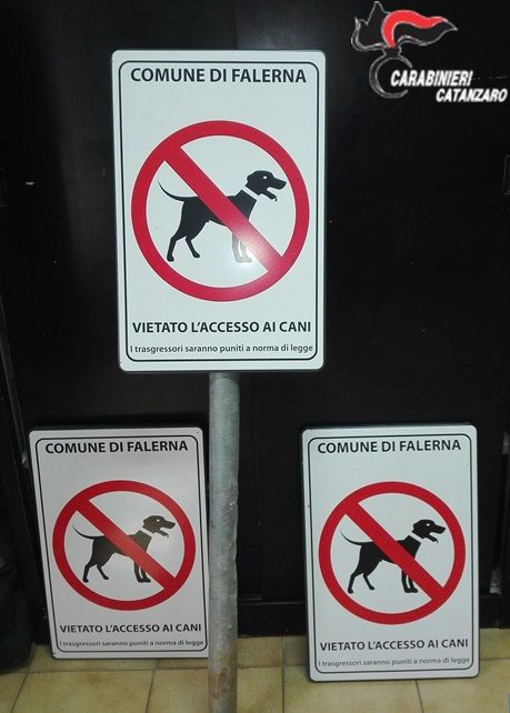 Falerna, restituiti i cartelli di divieto d’accesso dei cani alle zone interdette