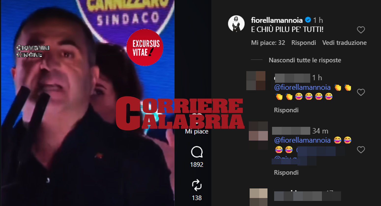 Il comizio virale di Cannizzaro e sui social spunta il commento di Fiorella Mannoia «Chiù pilu pe’ tutti!» – VIDEO