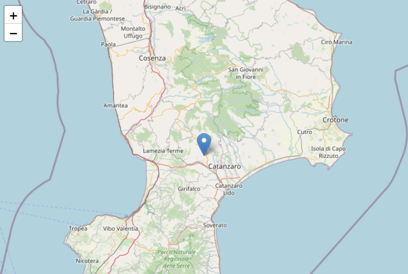 Terremoto in provincia di Catanzaro, scossa di magnitudo 2.6