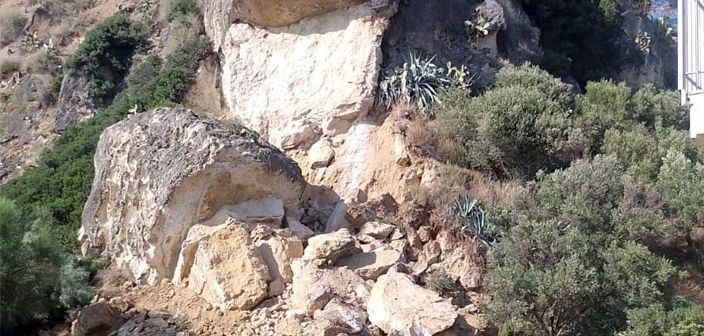 Paura a Falerna, a Torre Lupo crolla un costone – IL VIDEO