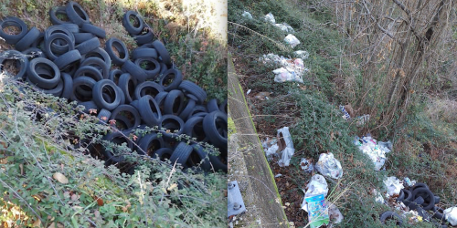 pneumatici abbandonati e rifiuti sp 92 rende