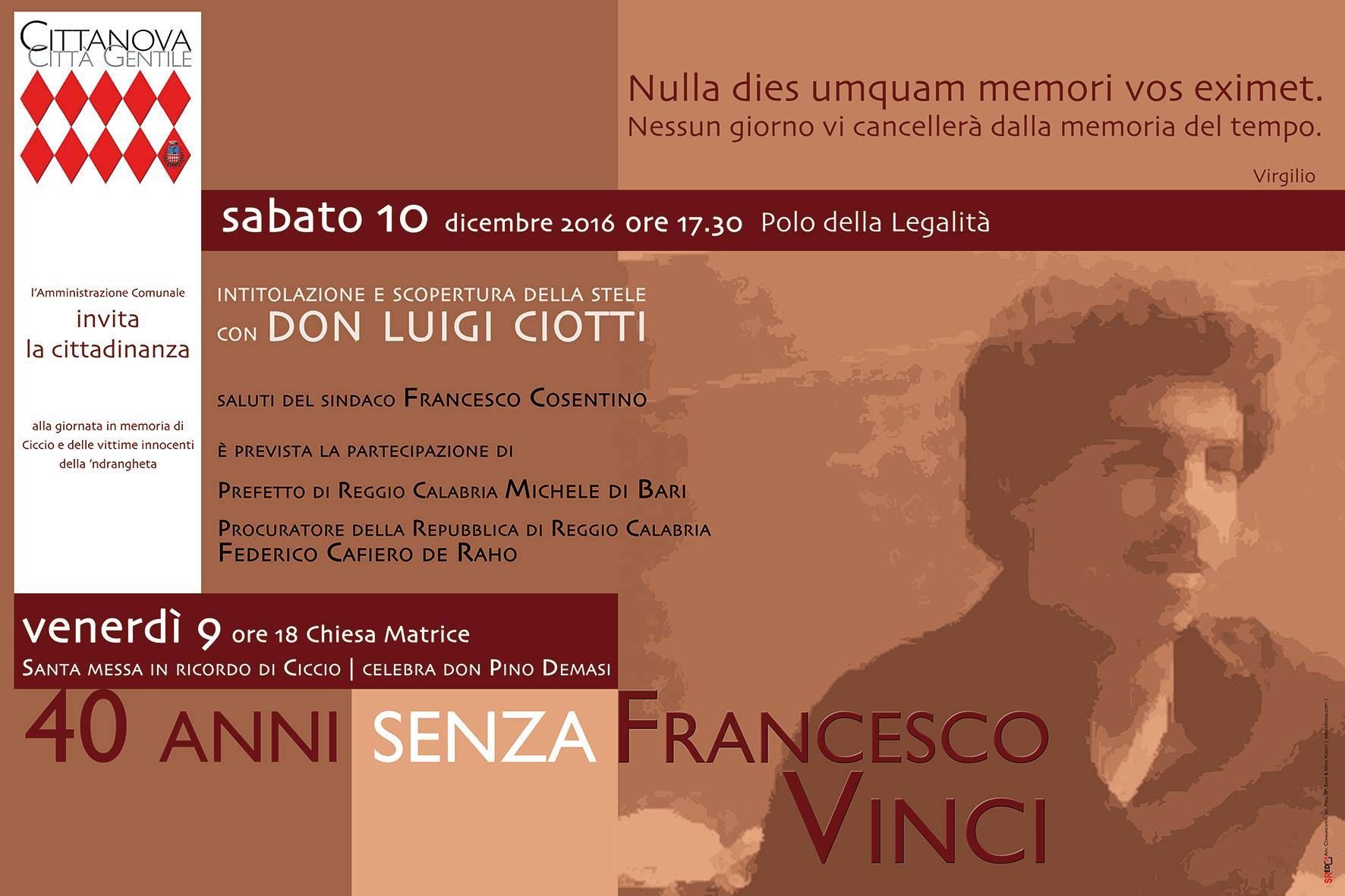 Cittanova ricorda Francesco Vinci e il suo no alla 'ndrangheta