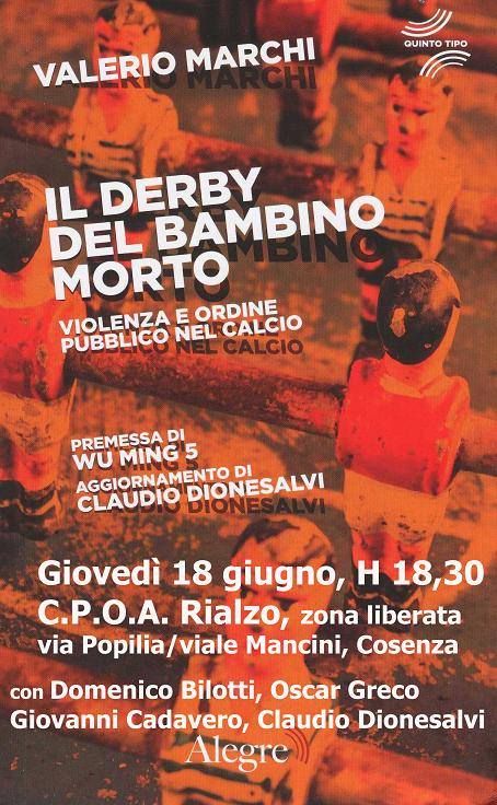 A Cosenza la presentazione del libro "Il derby del bambino morto"