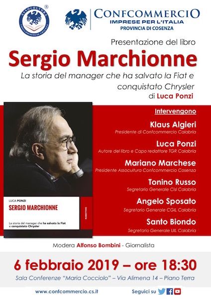 Luca Ponzi presenta a Cosenza il libro su Sergio Marchionne