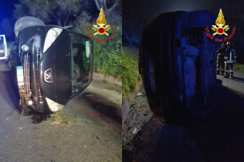 Incidente autonomo a Zungri: auto si ribalta, conducente e passeggeri illesi