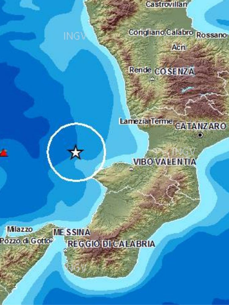 Scossa di terremoto al largo di Vibo Valentia