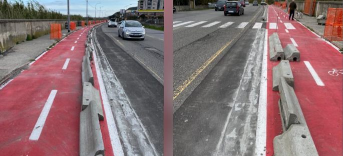 Catanzaro, montate al contrario le barriere della pista ciclabile, Costa: «Siamo alle comiche»