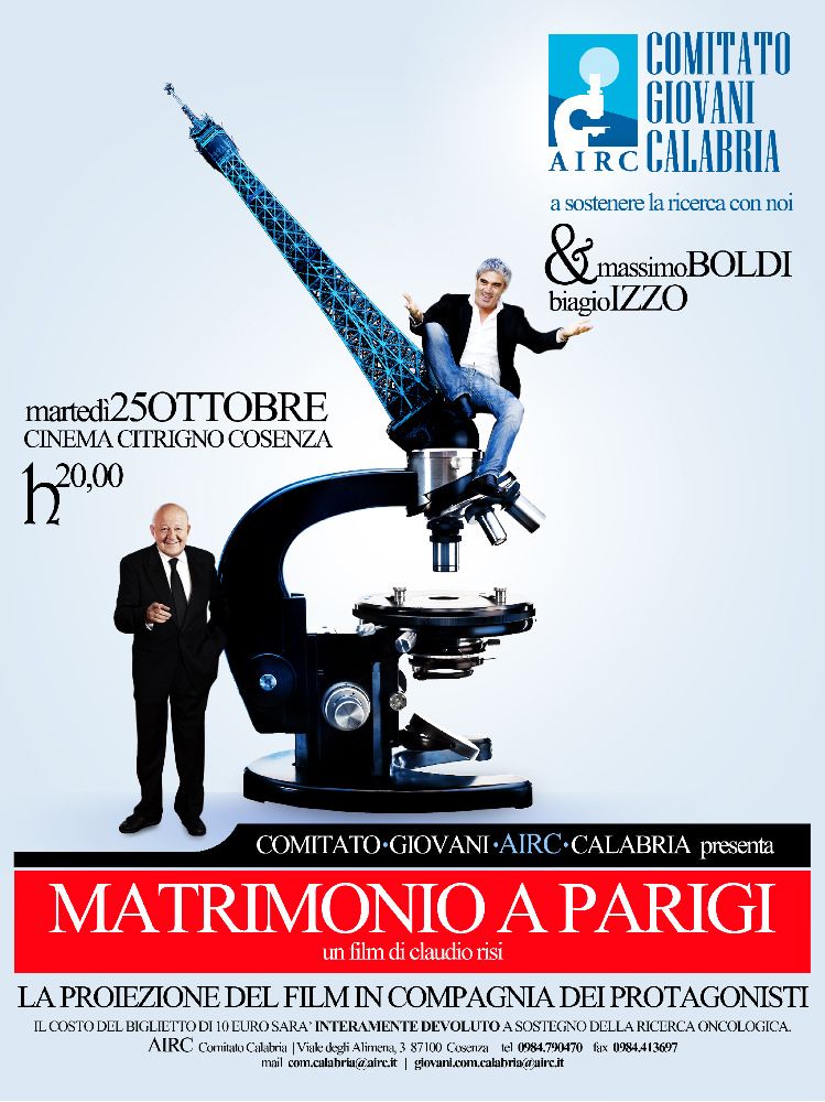 Il 25 a Cosenza Massimo Boldi e Biagio Izzo alla "Serata cinema" dell`Airc