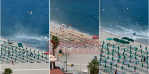 Scilla, tromba marina raggiunge la spiaggia: volano ombrelloni e lettini – VIDEO