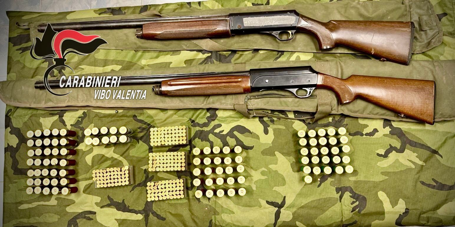 Blitz dei carabinieri, sequestrate armi e munizioni a Mileto: arrestati due fratelli