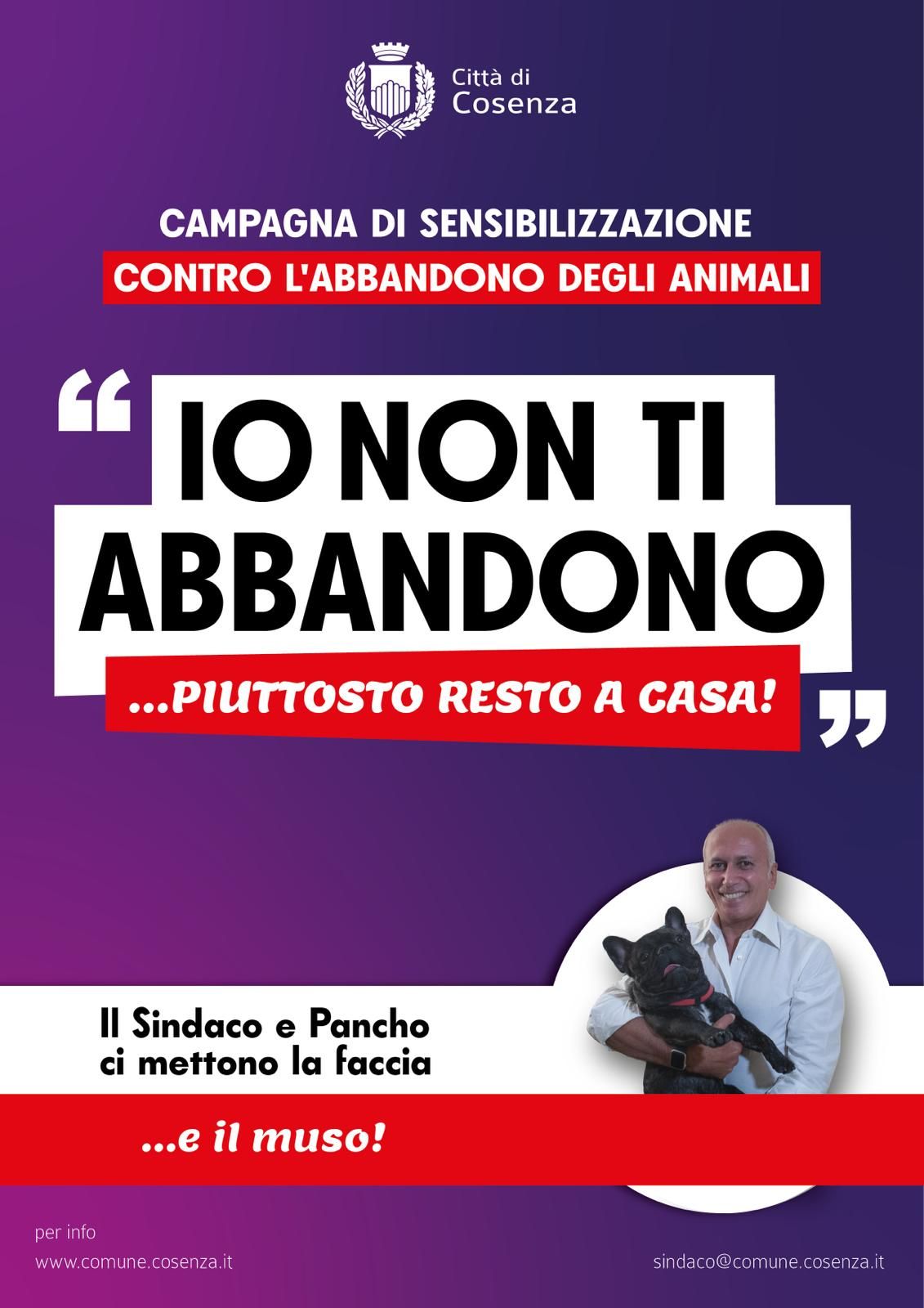 «Io non ti abbandono, piuttosto resto a casa!», campagna del Comune di Cosenza – VIDEO