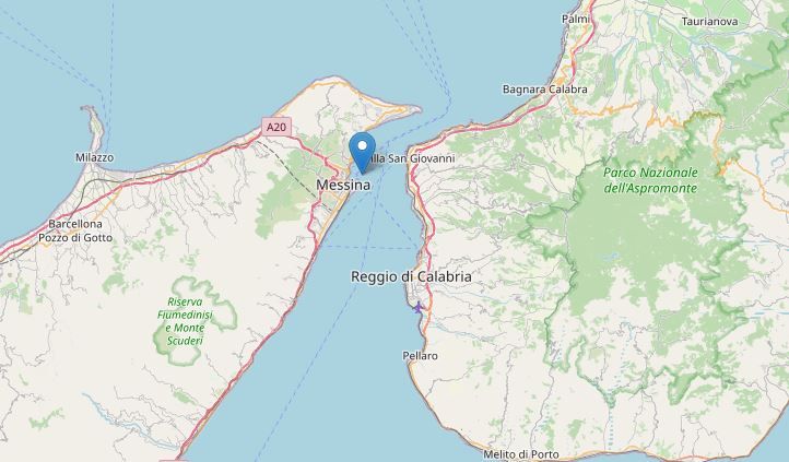 Terremoti, scossa di magnitudo 2,5 con epicentro nello Stretto di Messina
