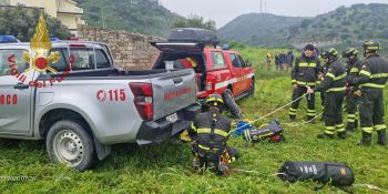 Un cane cade in una scarpata a Terranova da Sibari, salvato dai Vigili del Fuoco – VIDEO