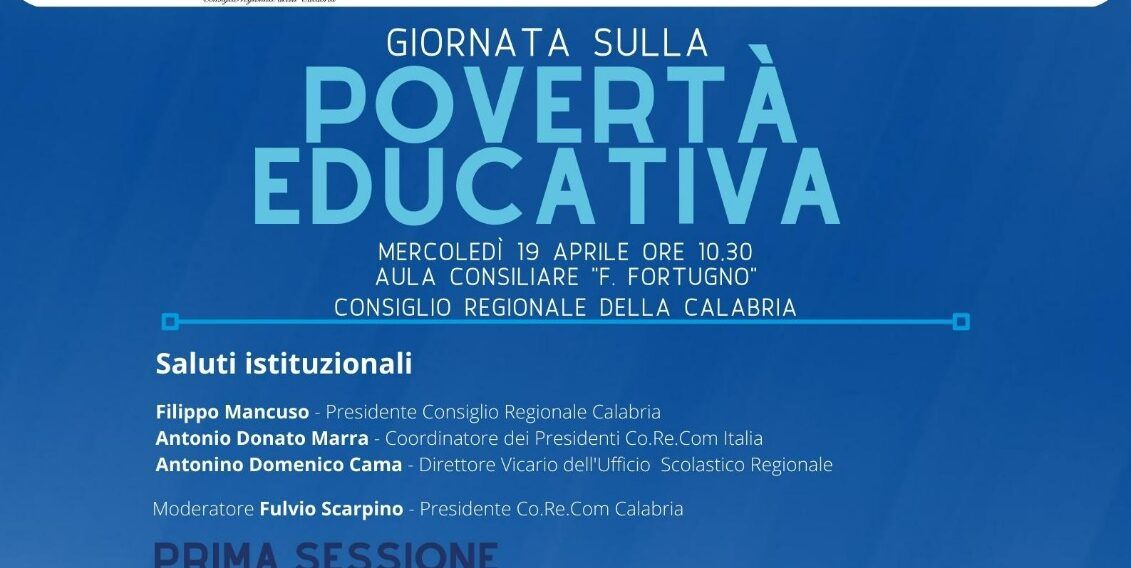 Povertà educativa, il Corecom organizza un’intera giornata di riflessione e di approfondimento