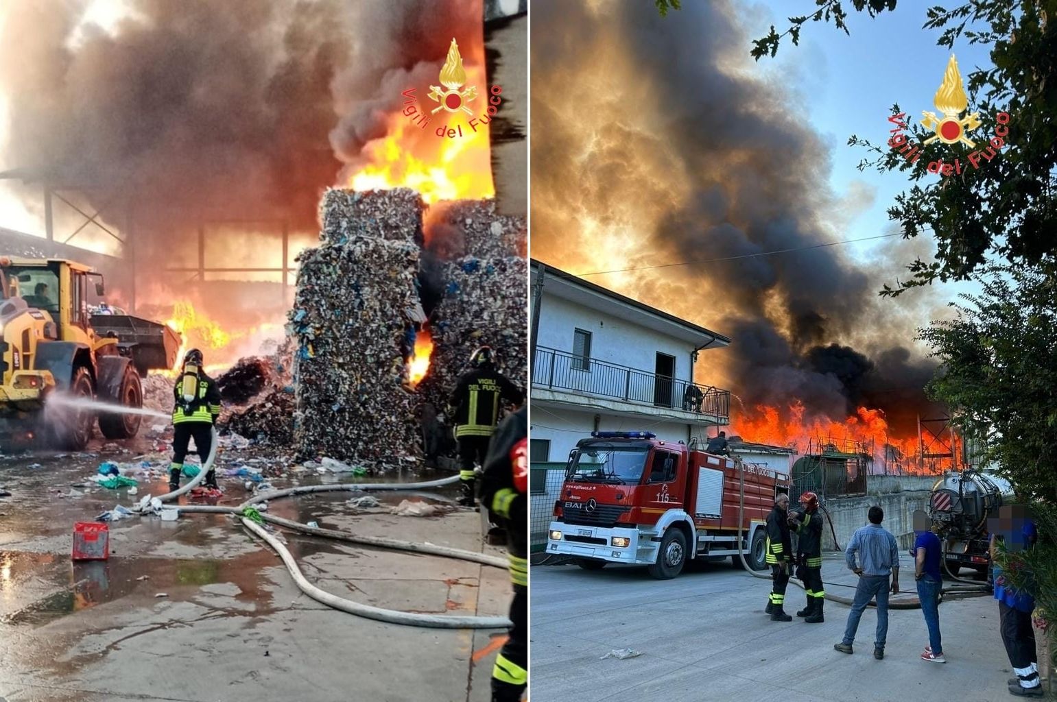 Incendio nel Cosentino, fiamme nella Servizi Ecologici di Tarsia – VIDEO
