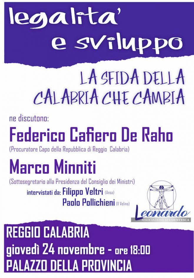 "Legalità e sviluppo", confronto tra de Raho e Minniti