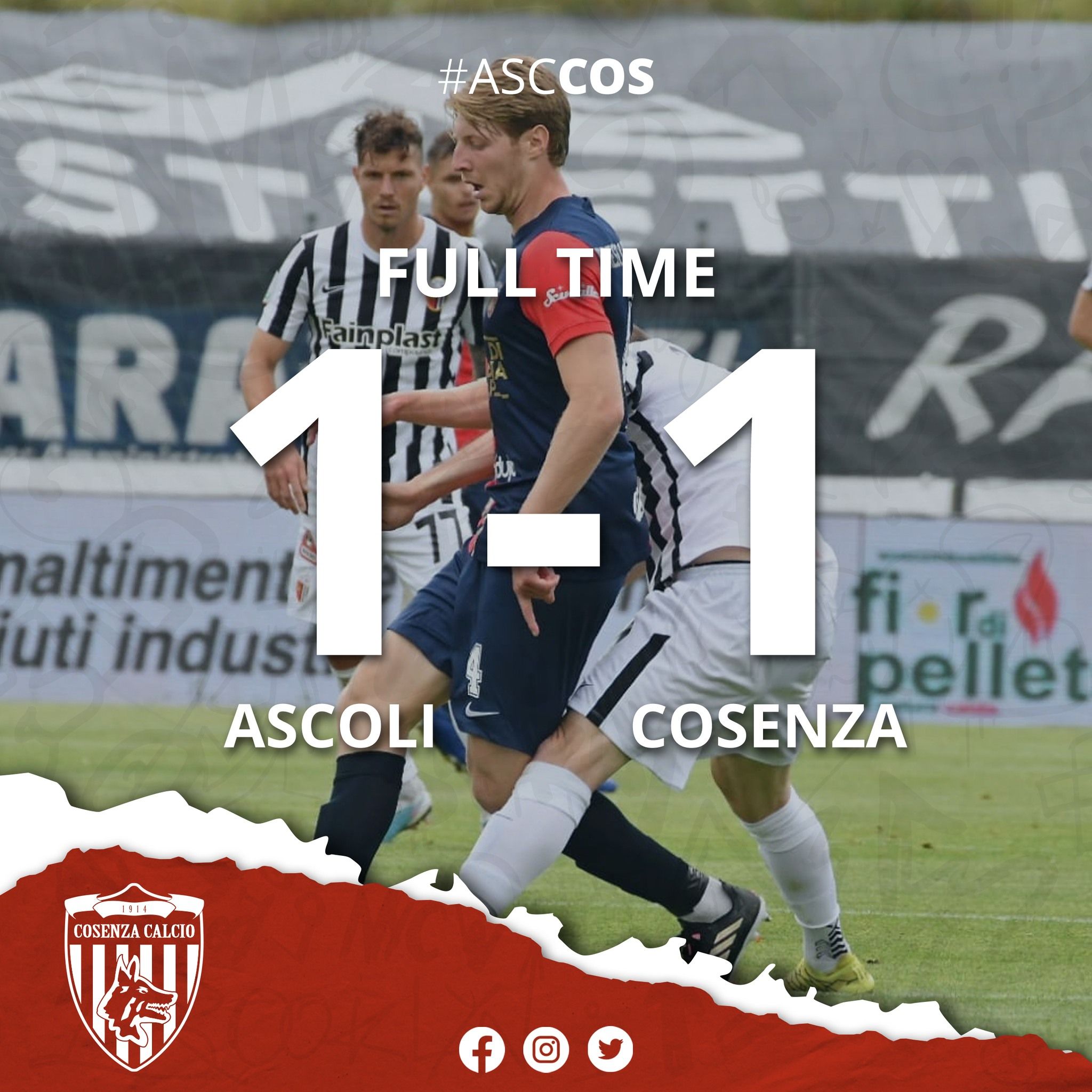 Per il Cosenza un punto ad Ascoli e play-out più vicini