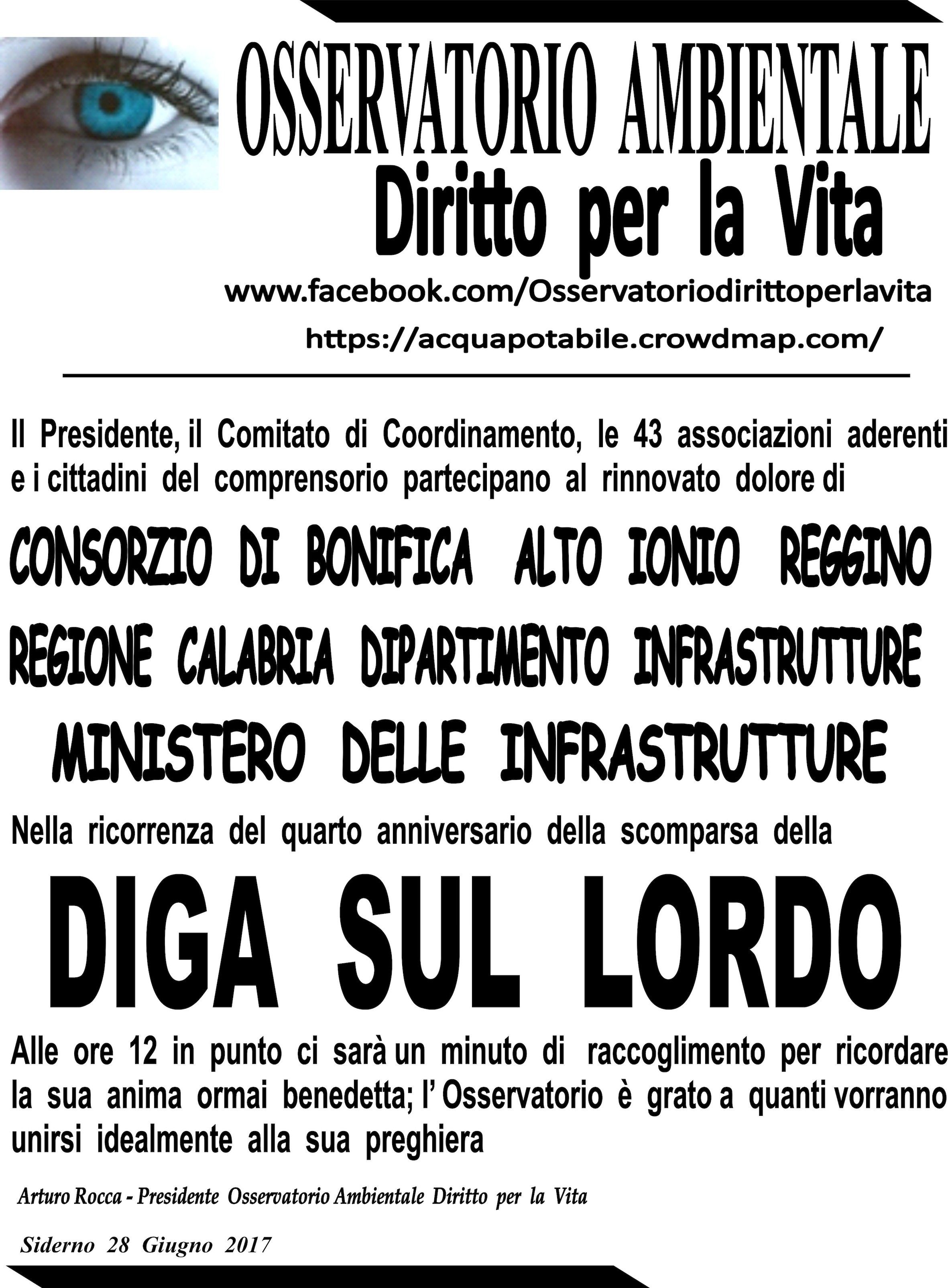 Un minuto di silenzio in memoria della diga sul Lordo