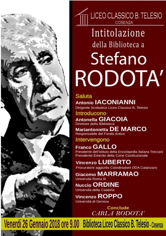 Cosenza, il Telesio intitola la biblioteca a Rodotà