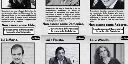 Manifesti contro l'autonomia differenziata cosenza