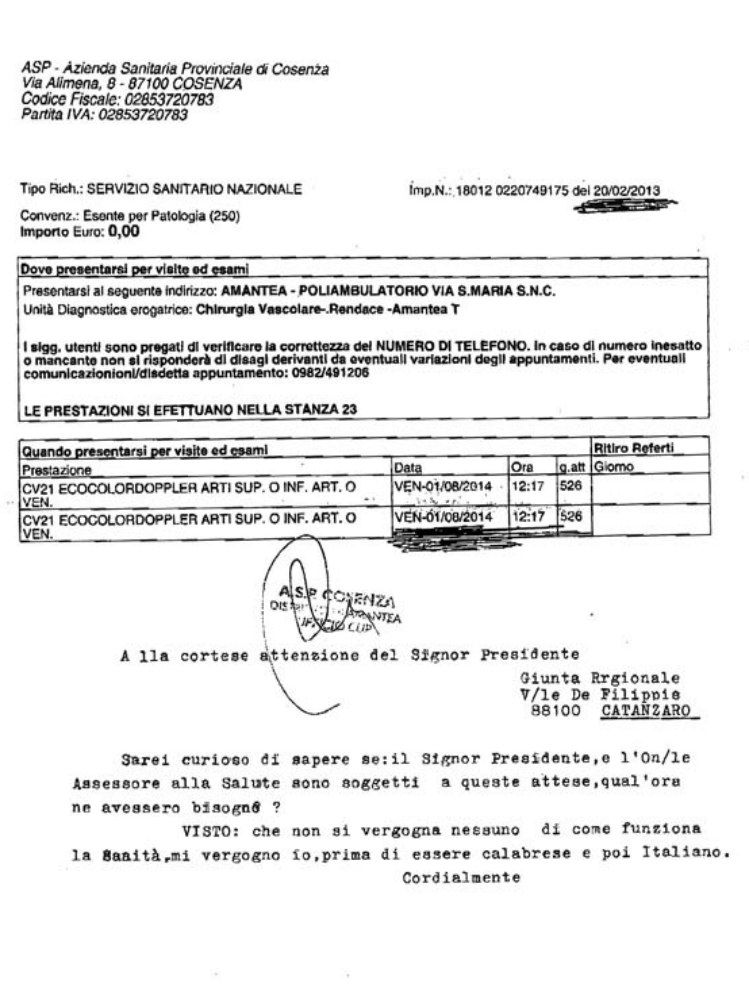 Un anno e mezzo di attesa per un esame medico