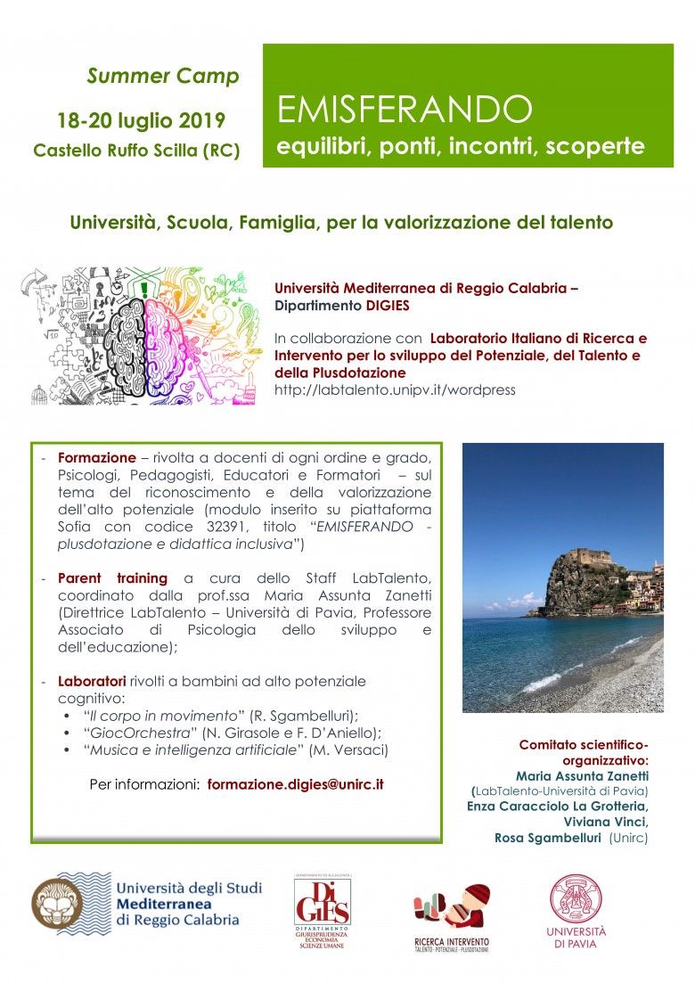 Emisferando, Università di Reggio e Pavia insieme per i bambini plusdotati