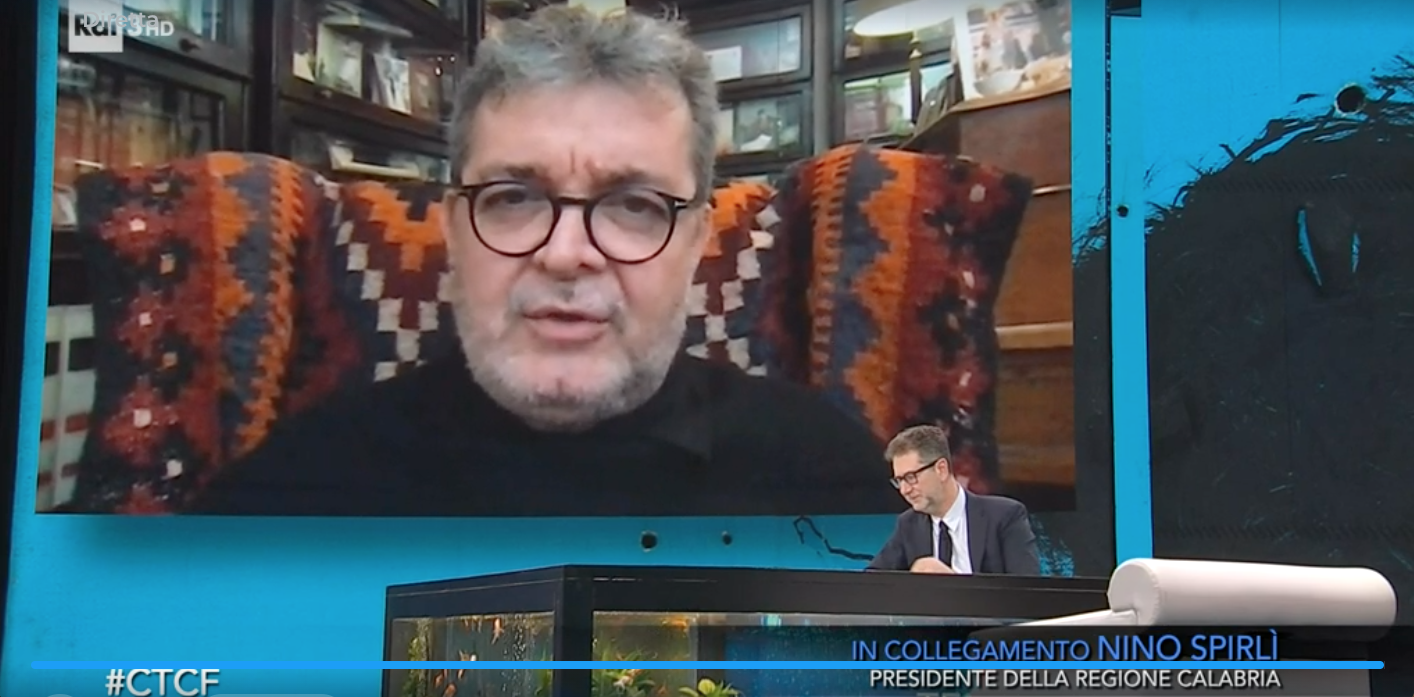 Spirlì a “Che tempo che fa”: «Con il commissario Longo stiamo lavorando fianco a fianco»