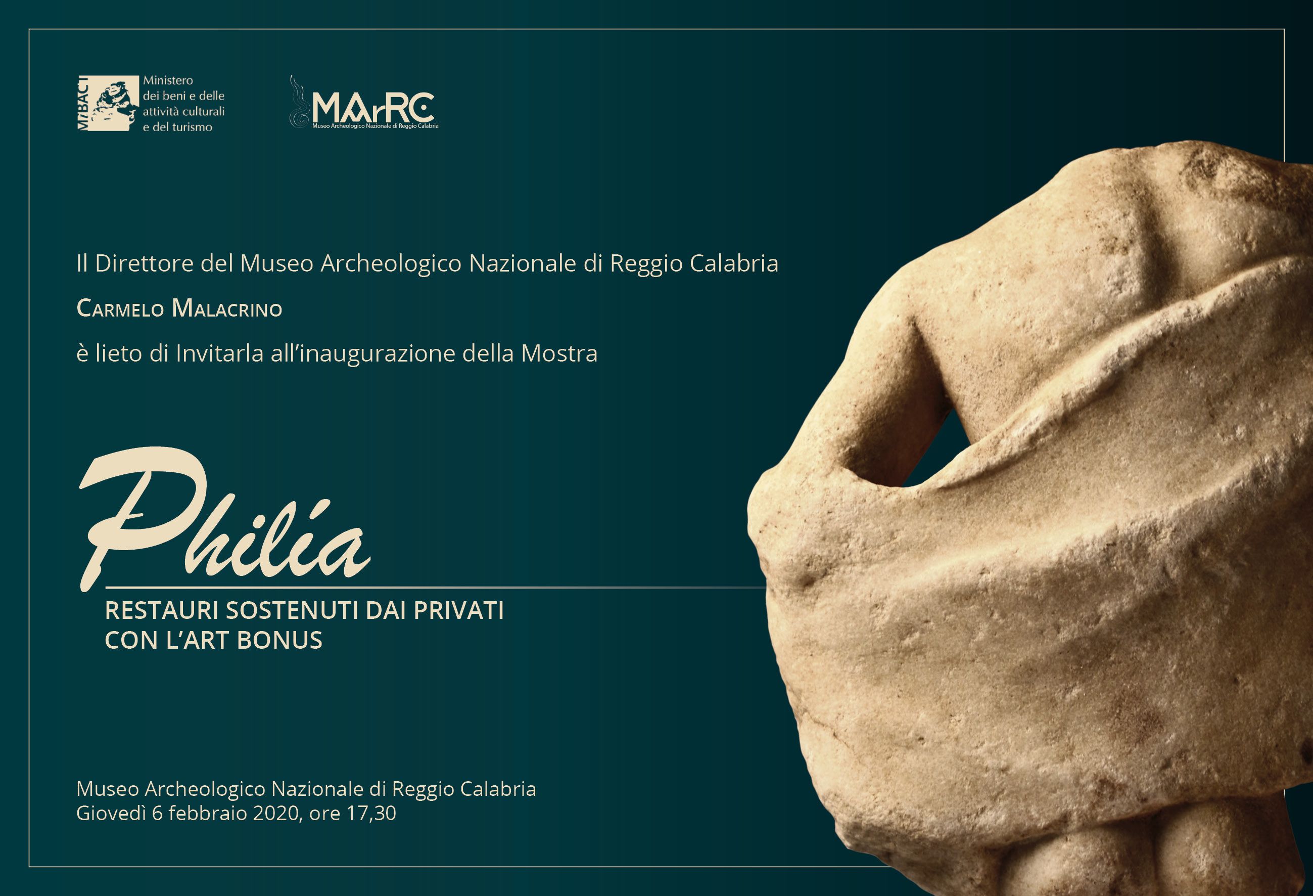 Al MArRC dal 6 febbraio la mostra di reperti restaurati col supporto dei privati