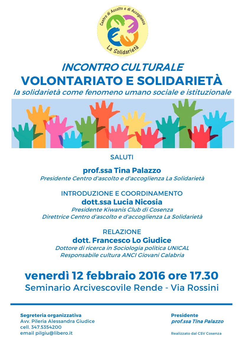 A Rende si parla di solidarietà e volontariato