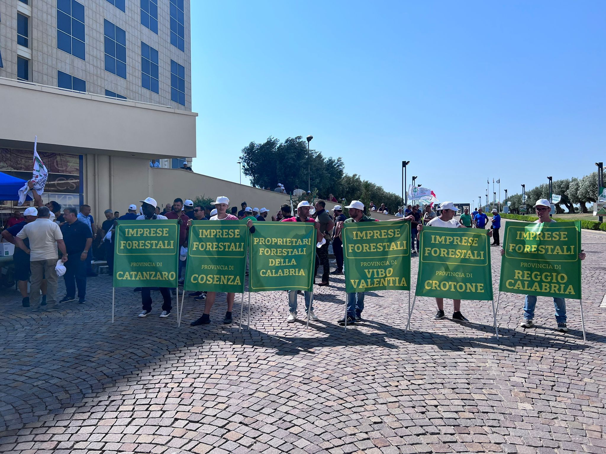 Sit-in del comparto forestale alla Regione. «Attività bloccate, è un disastro» – VIDEO