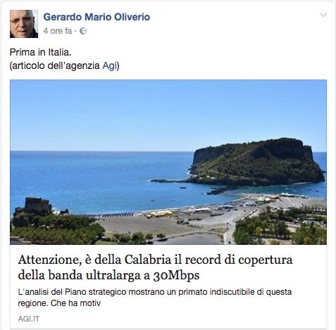 Il (falso) record calabrese della banda larga
