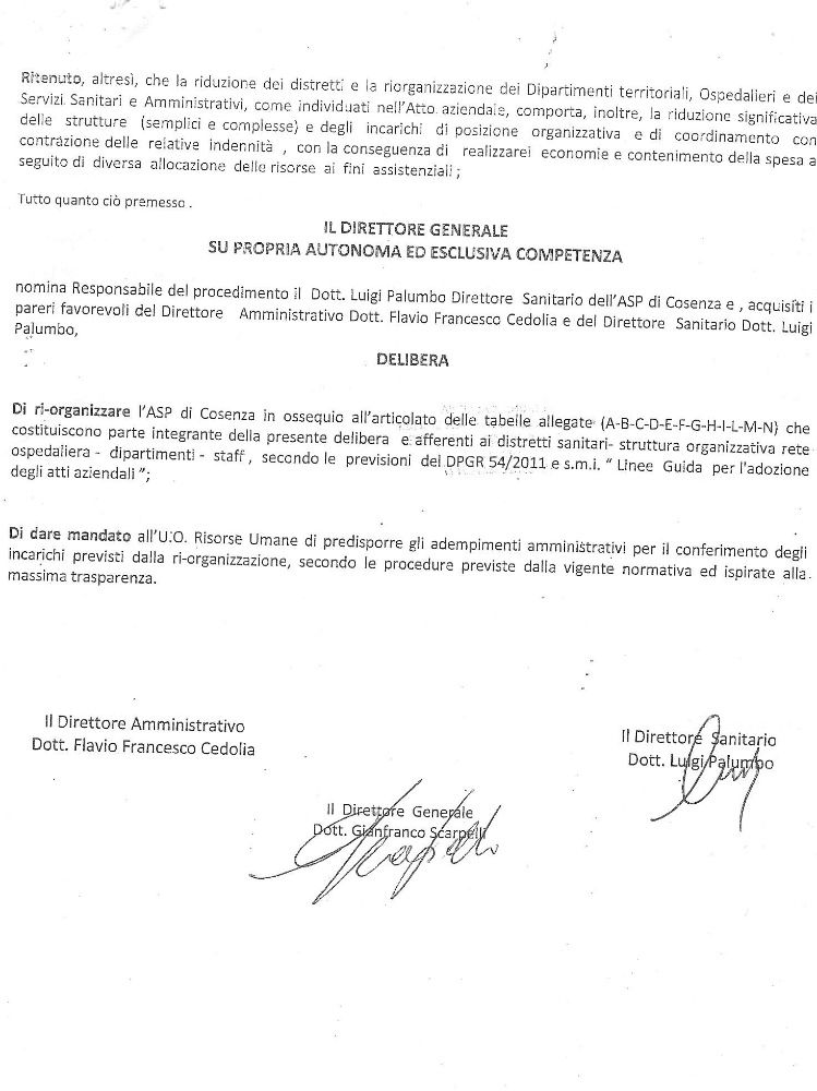 Asp Cosenza, il dg Scarpelli silura Cedolia