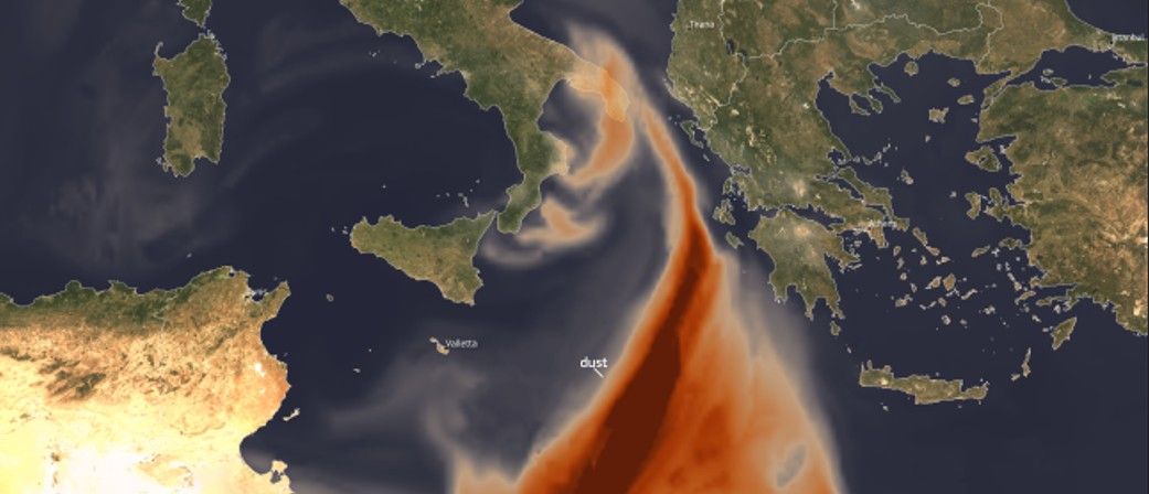 La sabbia del Sahara sulla Calabria catturata dai satelliti