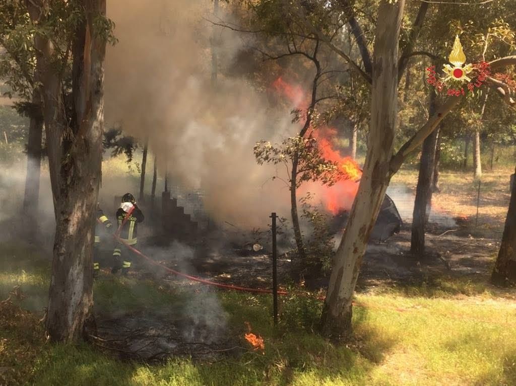 Sellia, incendio in pineta investe una roulotte a gpl