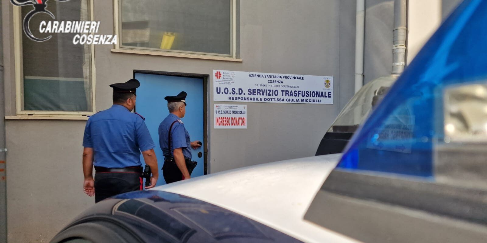 Il gesto dei carabinieri di Castrovillari: donano il sangue al Centro trasfusionale dell’ospedale