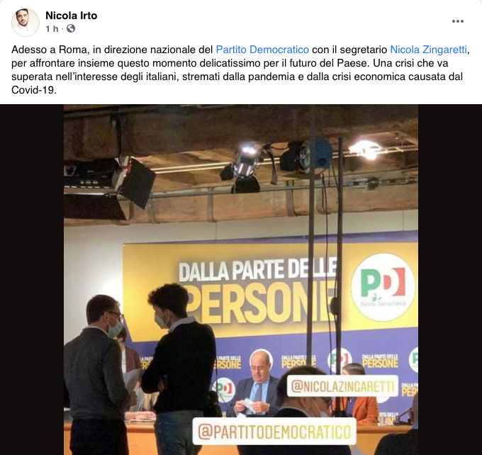 Irto a Roma in direzione Pd. «Superare la crisi per gli italiani»