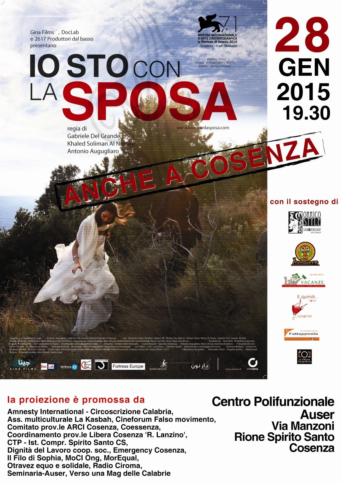 Anche a Cosenza la proiezione del film "Io sto con la sposa"