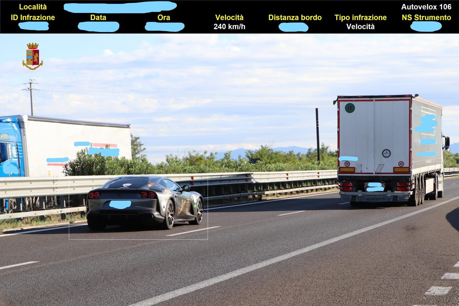 Cosenza, fuori serie sfrecciano sull’A2. Multe salate e ritiro della patente per i conducenti