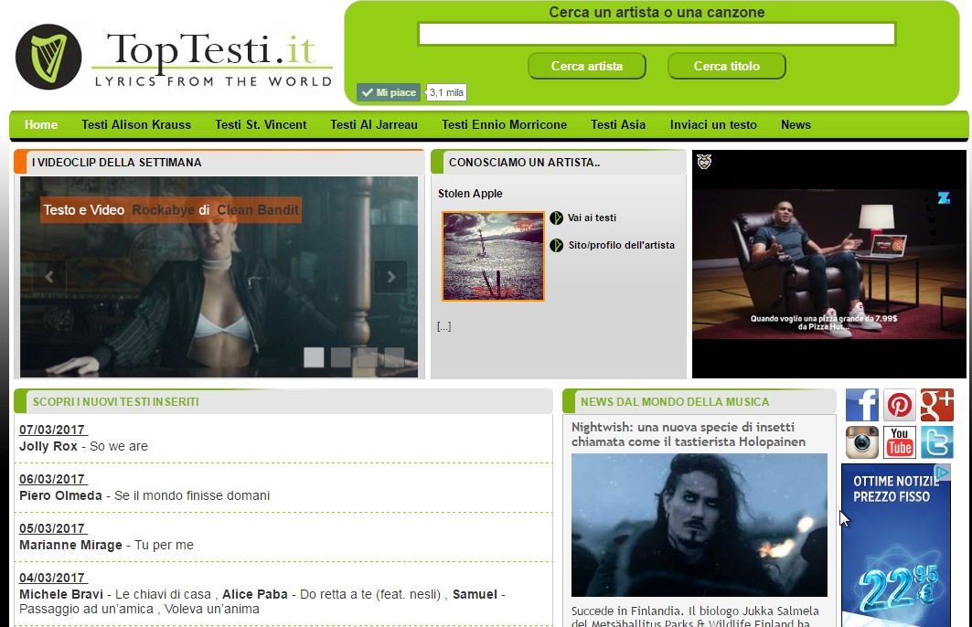 La bussola online dei testi musicali è calabrese