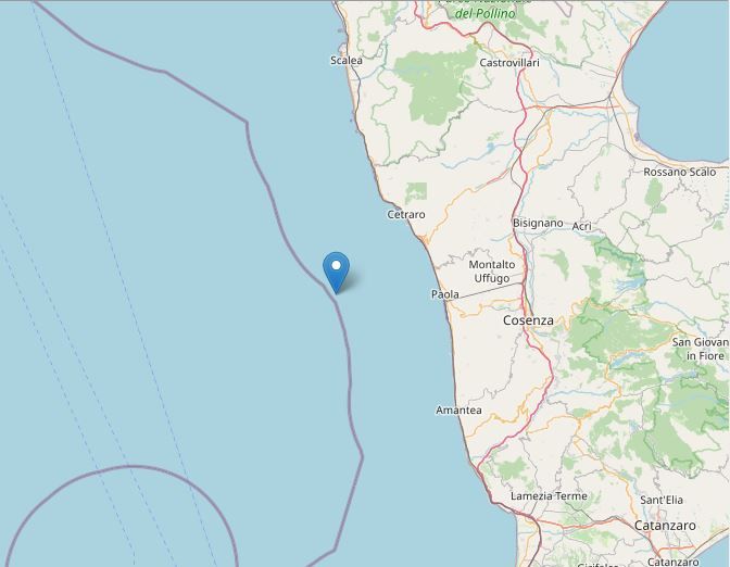 Terremoto al largo del Tirreno cosentino, magnitudo 4.8