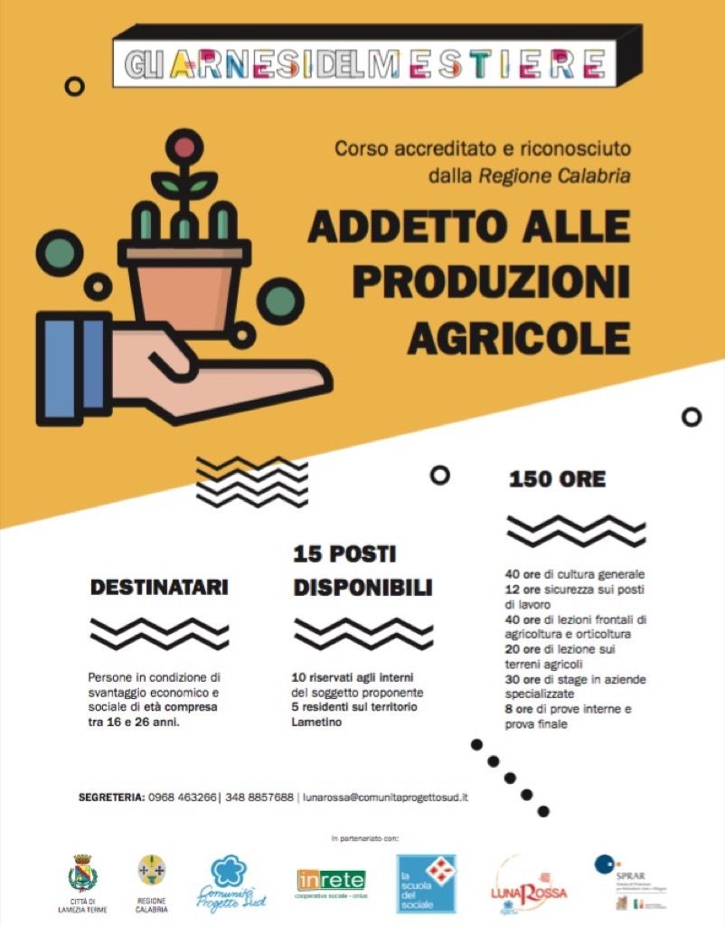 Alla Progetto sud un corso di formazione per addetto alle produzioni agricole