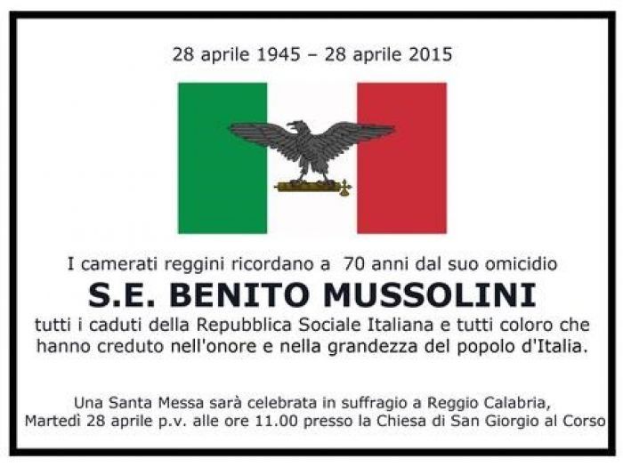 Sospesa la messa per Mussolini