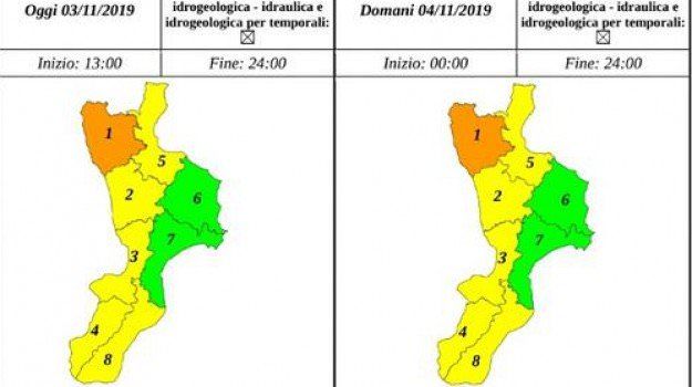 Meteo, la Prociv dirama l'allerta arancione per il tirreno cosentino