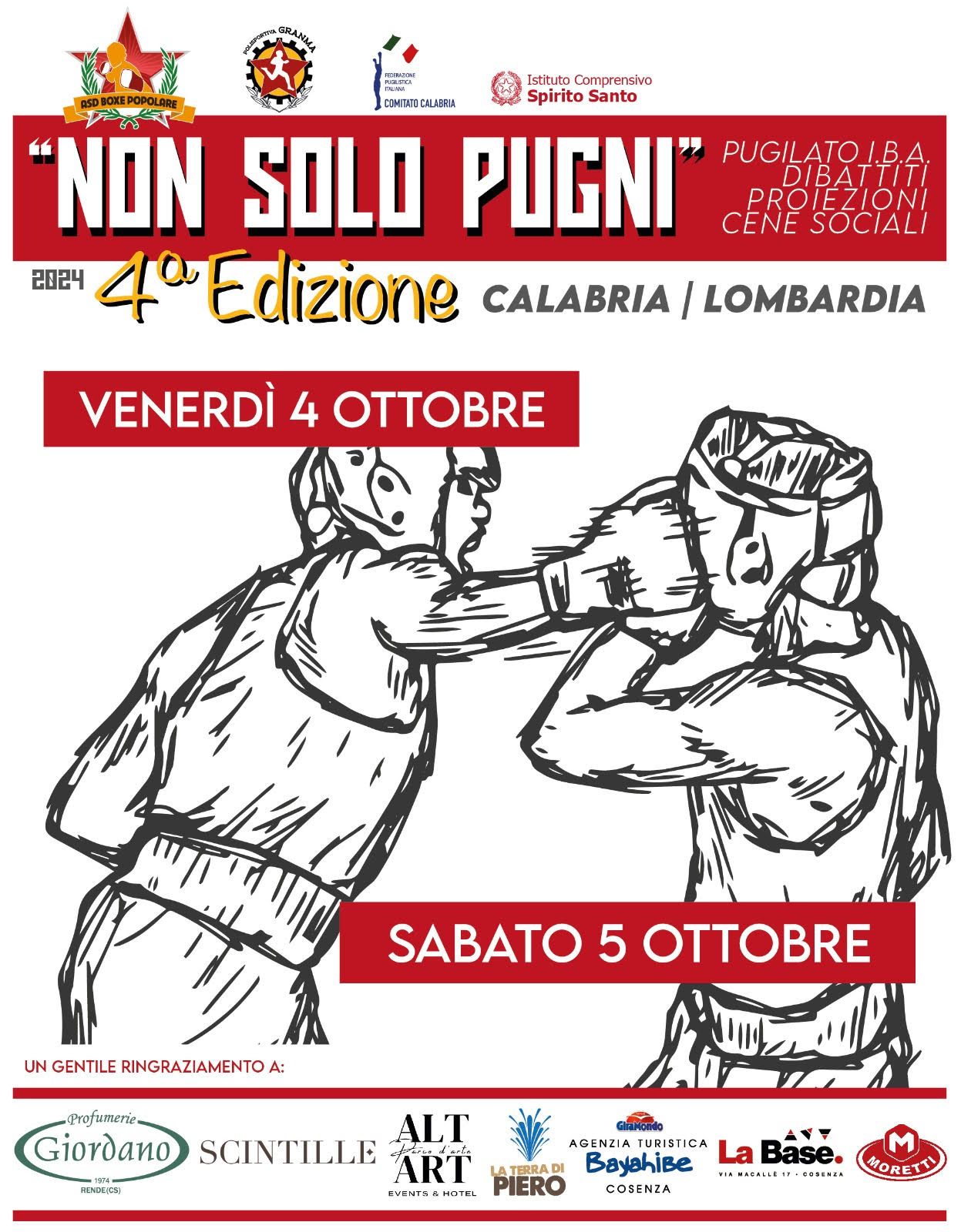 “Non solo pugni”: il 4 e 5 ottobre a Cosenza due giornate di sport, dibattiti e socialità – IL PROGRAMMA