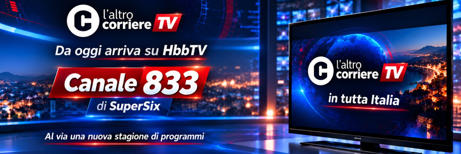 L’altro Corriere TV, da oggi arriva su HbbTV al canale 833 di SuperSix. Al via una nuova stagione di programmi