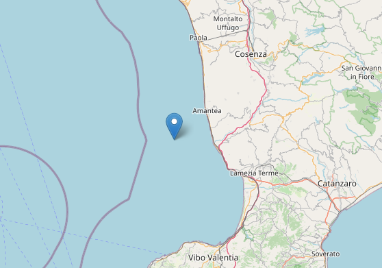 Terremoto, scossa di magnitudo 2.9 a largo della costa tirrenica