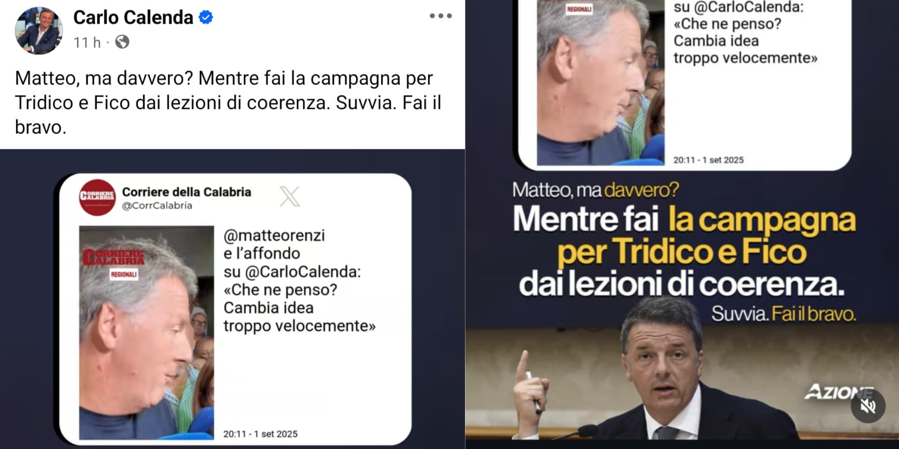 Regionali Calabria, Calenda attacca Renzi: «Fa campagna per Tridico e dà lezioni di coerenza»