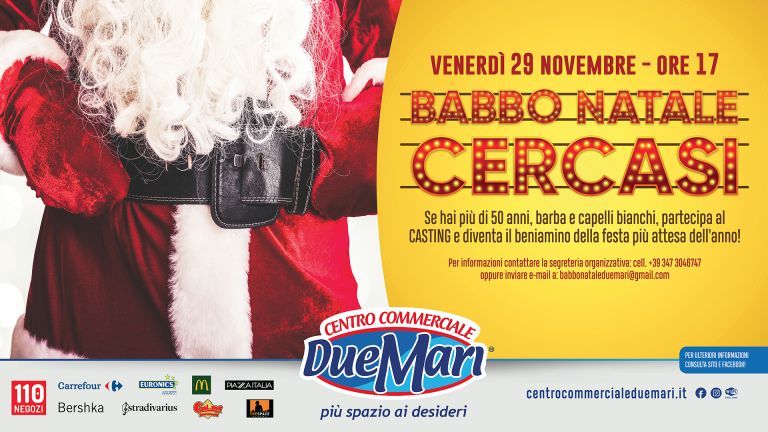 Ai Due Mari si cercano aspiranti Babbo Natale