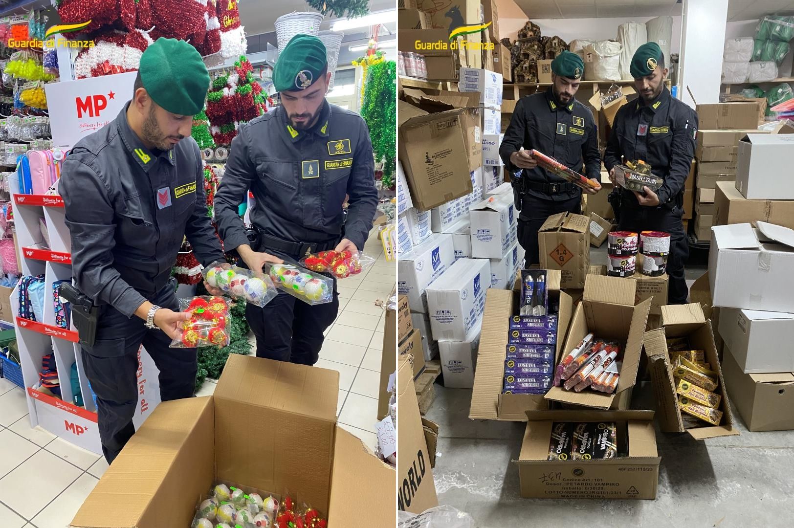 Lamezia, controlli in cinque negozi gestiti da cinesi: sequestrati oltre 1.500 kg di articoli pirotecnici